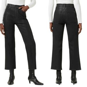 NWT Hudson Size 30 Black Noa High Rise Coated Straight Crop Jeans $225